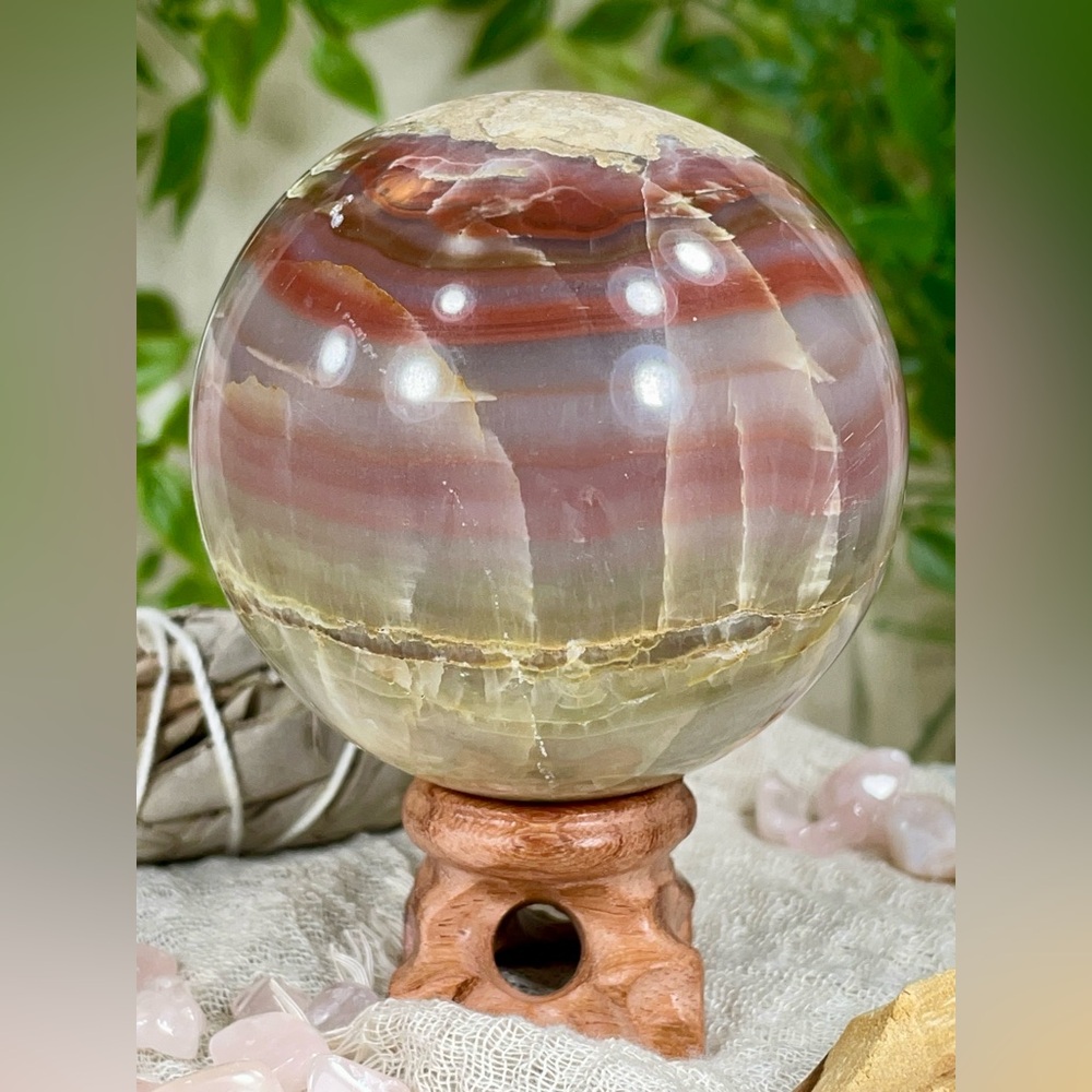 2281 Mangano Pistachio Calcite Crystal Sphere